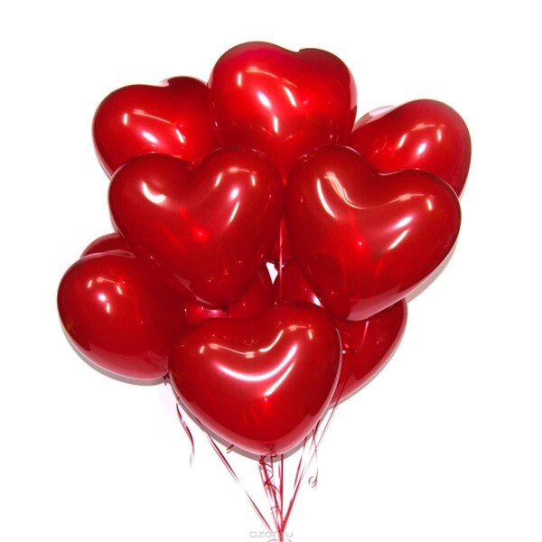 9 гелиевых красных шаров "Сердце"